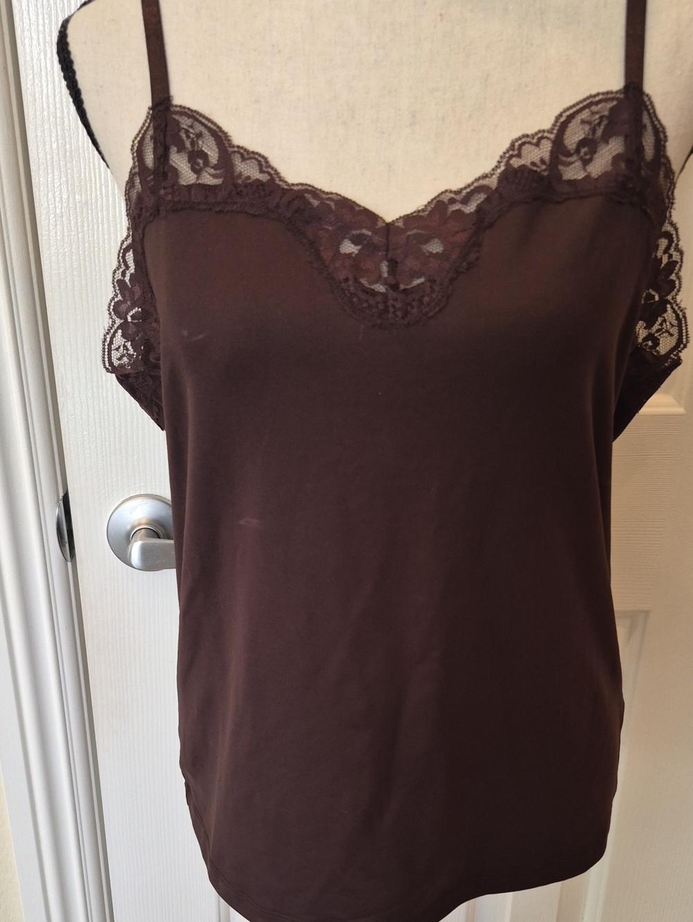 dressbarn Brown Lace-Trim Camisole